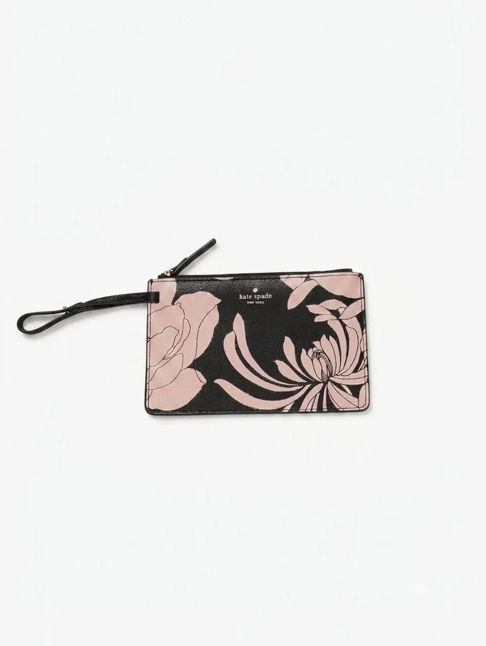 kate spade Black & Blush Floral Wristlet Pouch